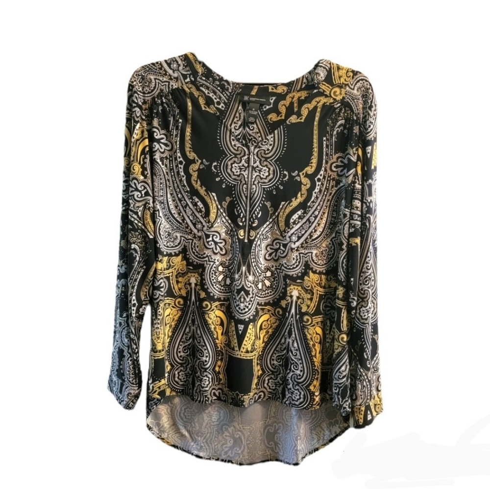 I.N.C. Tunic Top, 1x, black/white/gold